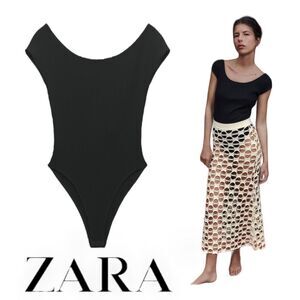 ZARA | Black | RIBBED COTTON BODYSUIT